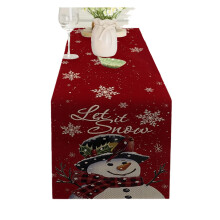 Holiday Table Runner With Snowman Snowflake Printing For Family