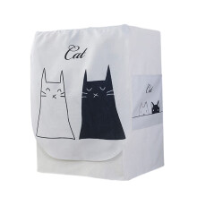Washing Machine Cover Front Load Dustproof Waterproof UV Protection with Front Opening S Black and White Cat