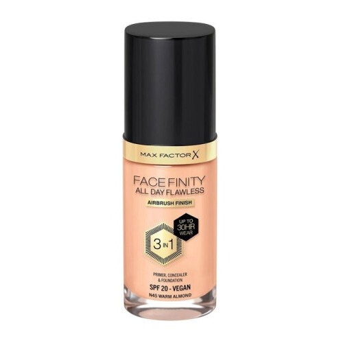 Max Factor Max Factor Facefinity Tudo-em-um Base Fluida, Tom N45 Amêndoa Quente, 30ml