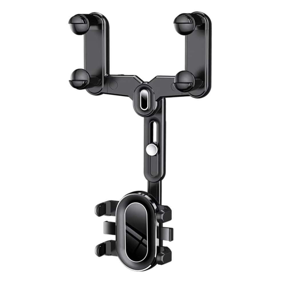 Rear View Mirror Phone Holder With 360 Rotation And Telescopic Arm, Secure Clip Car Mount For Smartphones 9119770653840