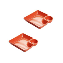 7.2 Inch Square Japanese Sushi Plates Set, BPA Divided Dinner Dishes for Salad Dessert Snacks