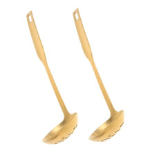 Gold 304 Stainless Steel Skimmer Spoon and Soup Ladle Set with Fine Filtration Holes for Cooking Ref: 3567