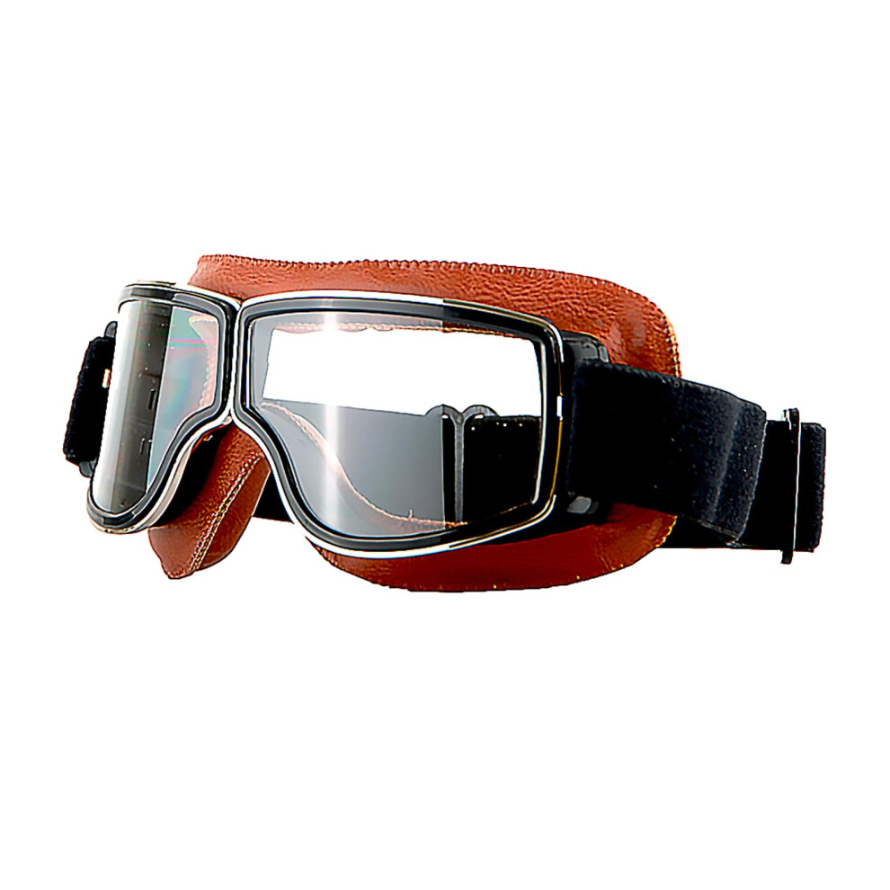 Motorcycle Goggles Vintage Aviator Style With Antifog Clear Lens And Shatterresistant Design 9189345568183