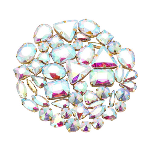 Flatback Claws Glass Sew on Rhinestones Crystal Stone-White AB