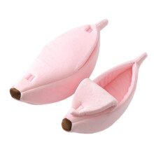 Creative Banana Shape Cat Bed - Soft Indoor Pet Kennel Hideout Cave for Cats, Medium Size, Pink Color