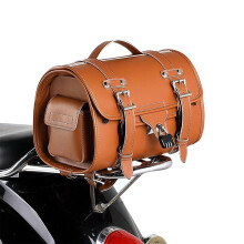 Waterproof PU Leather Motorcycle Tail Bag for Suzuki GSXS750Z 20172025 Expandable Rear Seat Luggage with Combination Lock, Vintage Brown