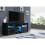 TV Unit 145cm Pulse - Black with Gloss Doors and LED Lights 2