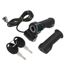 Guidão universal para patinete elétrico com acelerador, punho antiderrapante e visor de voltagem em tempo real, com controle de velocidade e