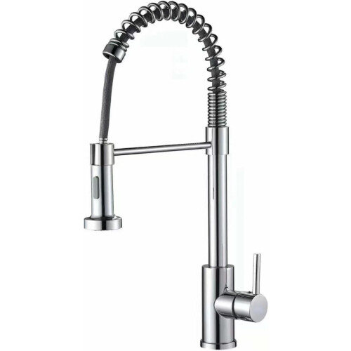 Spring Kitchen Faucet Hot And Cold Universal Sink Outlet Black Finish Pull Out Spout 2
