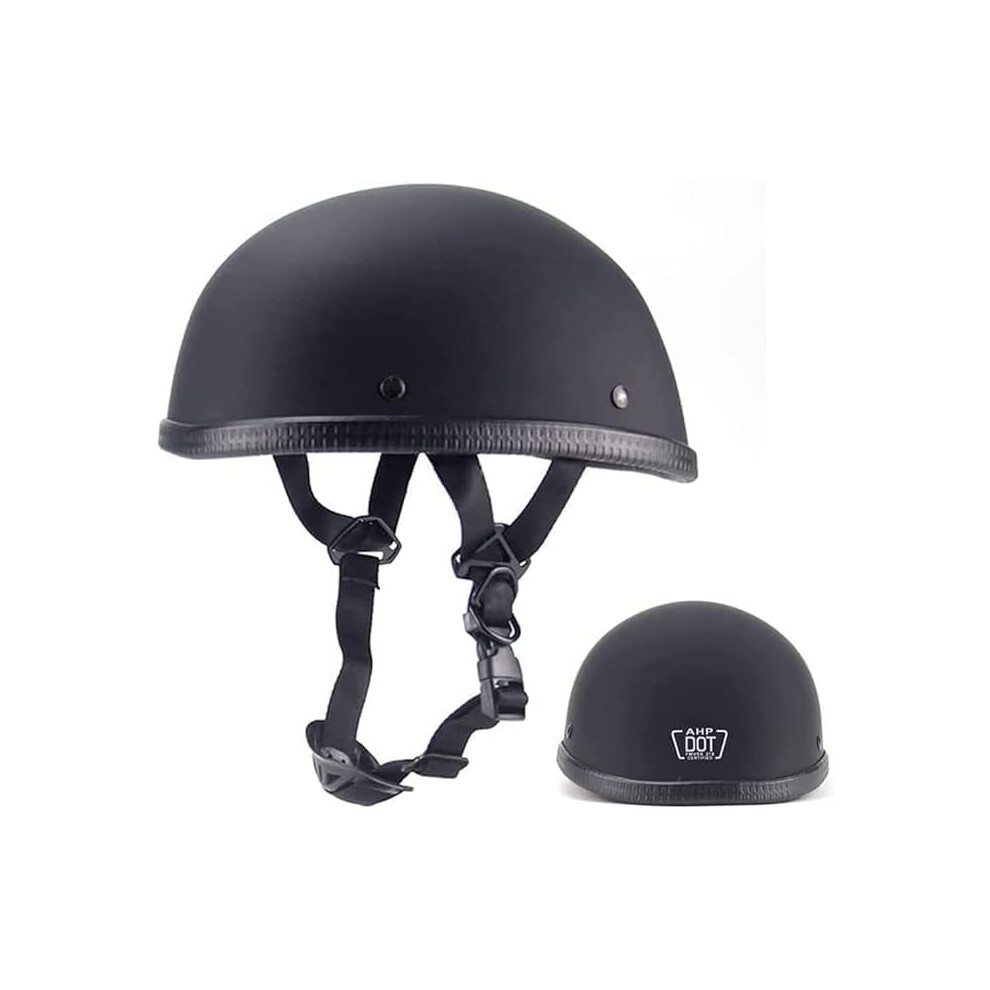 Motorcycle Half Helmet Dot Approved German Style Low Profile Beanie Matte For Adults Black 9001264894566