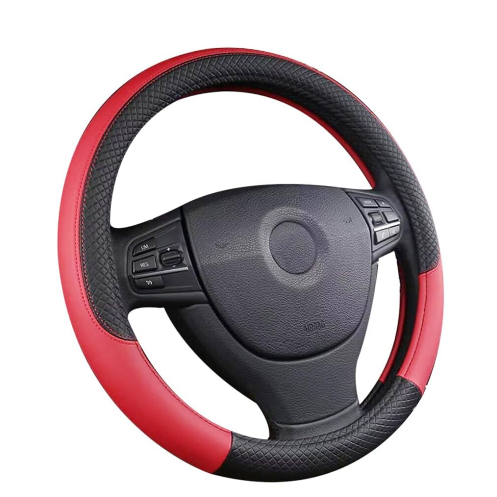 Leather Steering Wheel Cover Nonslip Breathable Grip For Chevrolet Trax 20142022 Black/Red 9426802798791