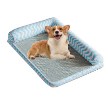 Ice Rattan Cooling Bed for Dogs Dog Cooling Mat Summer Cooling Pet Mat For Dogs And Cats Removable Washable Cover Blue XL