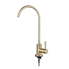 Brushed Gold Kitchen Sink Faucet with Drinking Water Filter, 360 Swivel Single Handle Swan Neck