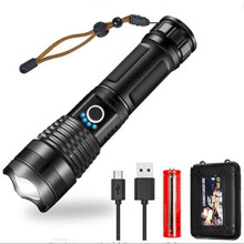 Tóirse Tactach LED Super-Geal, 10000Lumens In-athluchtaithe, Alúmanam Grád Aerárthaí, 5 Mhód Solais, IPX4 Uiscedhíonach, Marthanach le S