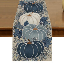 Thanksgiving Table Runner 13x72 Inch Autumn Harvest Linen with Vintage Maple Leaf for Farmhouse Decor