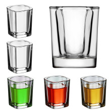 6pcs 2oz Heavy Base Whiskey Shot Glasses Set, Clear Square Lead Cups for Vodka Tequila Bar