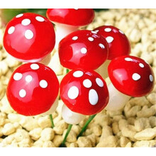 Mini funghi rossi realistici in miniatura per giardino, bonsai e micro paesaggi, creazioni artificiali fai da te con filo di seta flessibile,
