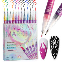 Nail Art Pens Set 12 Colors Quick Dry Waterproof Acrylic Markers for Gel Nails with Fine Tip