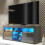 TV Unit 145cm Pulse - Dark Grey with Gloss Doors and LED Lights 1
