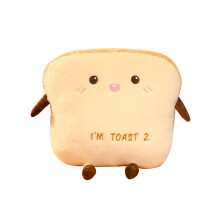 Plush Bread Pillow Cute Kawaii Soft Toast Shape Stuffed Cushion for Kids Adults Bedroom Decor 15.7x13.7in