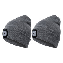 Wiederaufladbare Stirnlampenmütze mit integrierter LED, Unisex-Wintermütze, warm gestrickt, für die Nacht, LED-Mütze mit freihändiger