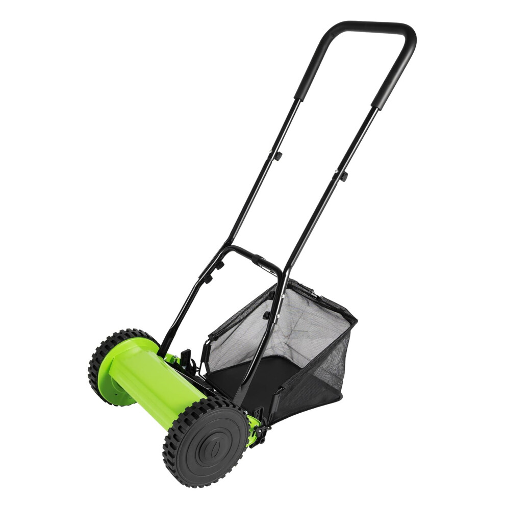 17 Inch Manual Push Reel Lawn Mower 5 Blade with Grass Catcher Adjustable Cutting Height Ref: 1157