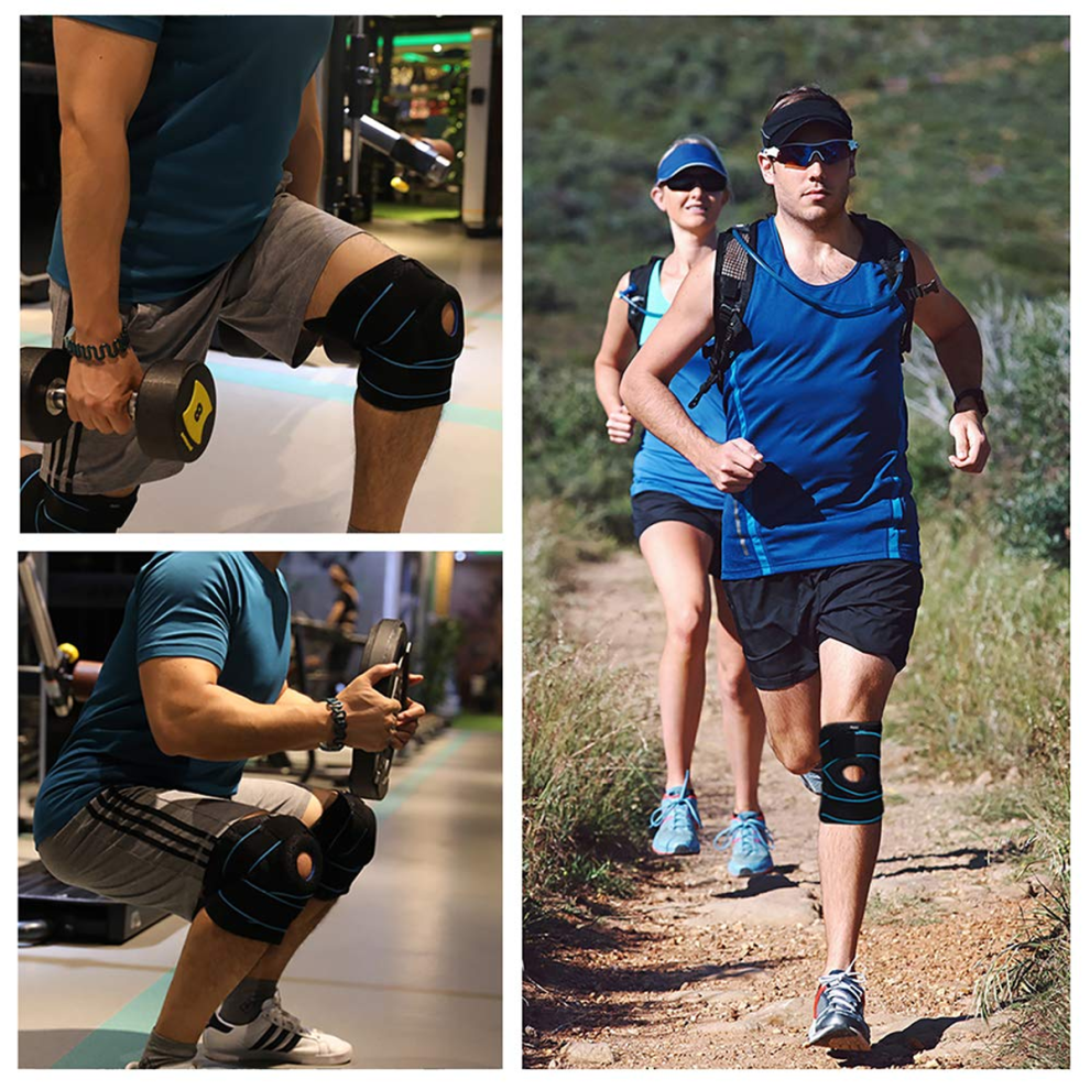 Knee Brace with Patellar Gel Pad, Compression Knee Support for Meniscus Tear Relief, Arthritis Knee Support with Side Stabilizers, Spring Strip