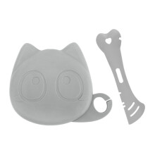 Cat Food Lid Flexible Silicone Pet Dispenser Spoon For Veterinary Clinics Pantry Meal Portioning Gray