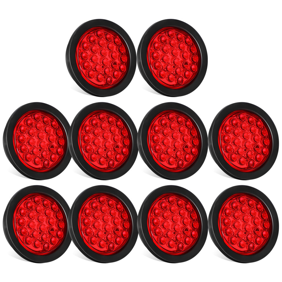 4 Inch Round Led Trailer Tail Lights Kit 24 Led Waterproof Brake Stop Turn For Truck Rv Boat Red 9426802800302