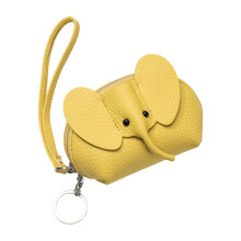 Sturdy Genuine Leather Elephant Designs Card-Goose yellow