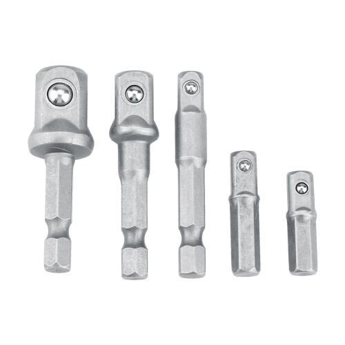 Durable Impact Sockets Adapter Set, Chamfered Edges Conversion Tools For Electric Screw Driver, 5Pcs Weatherproof Coating, High Torque Applications