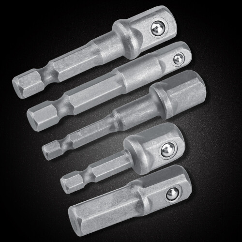 Durable Impact Sockets Adapter Set, Chamfered Edges Conversion Tools For Electric Screw Driver, 5Pcs Weatherproof Coating, High Torque Applications 2
