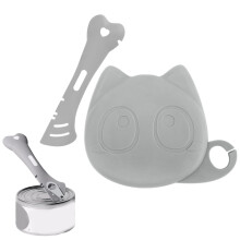 Cat Food Lid - Portable Gray Cat Spoons for Wet Food Storage and Feeding Station for Pets and Veterinary Clinics