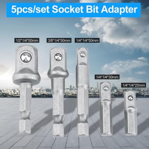 Durable Impact Sockets Adapter Set, Chamfered Edges Conversion Tools For Electric Screw Driver, 5Pcs Weatherproof Coating, High Torque Applications 1