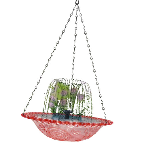 Elegant Solar Powered Bird Birdbaths Bowl for Tray for-Pink