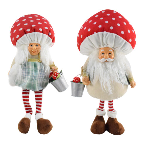 Christmas Plush Decorations Mushroom Hat-Sitting Mushroom Gra 1
