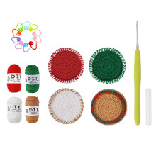 Christmas Coaster Crochet Kits with Stitching Markers Crochet