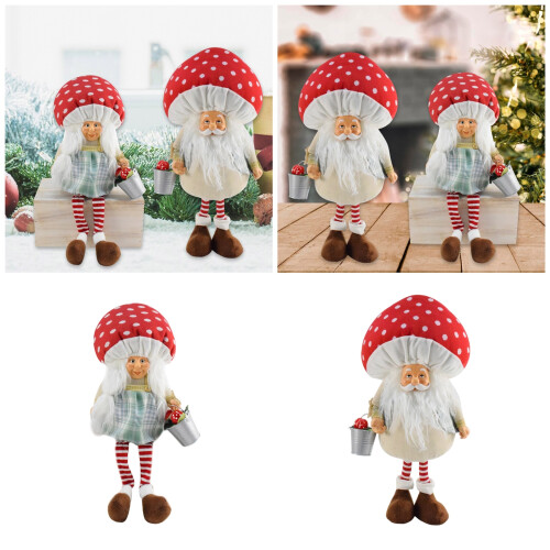 Christmas Plush Decorations Mushroom Hat-Sitting Mushroom Gra 2