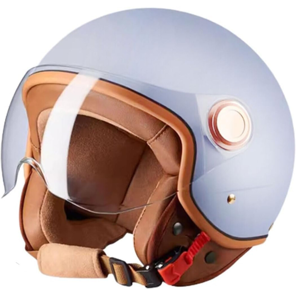 Motorcycle Half Helmet Dot Approved German Style Retro Beanie Skull Cap With Soft Padding Small Purple 9426802802436