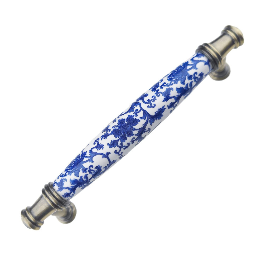 Blue Ceramic Cabinet Handles 128Mm Vintage Drawer Pulls Antique Bronze For Kitchen And Dresser 9001264905170