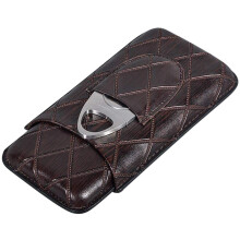 Travel Cigar Humidor Leather Case with Stainless Steel Cutter Set for  Storage