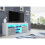 TV Unit 145cm Pulse - White & Grey Gloss Doors and LED Lights 2