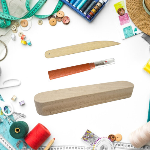 Kleermakersklapperset met botpen en tornmesje Houten 1