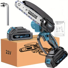 21V Cordless Mini Chainsaw 6 Inch Handheld Speed Cutting with Battery and Safety Lock