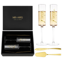 Wine and Champagne Glasses Set with Crystal Decanter Elegant Gift for Wedding or Couples
