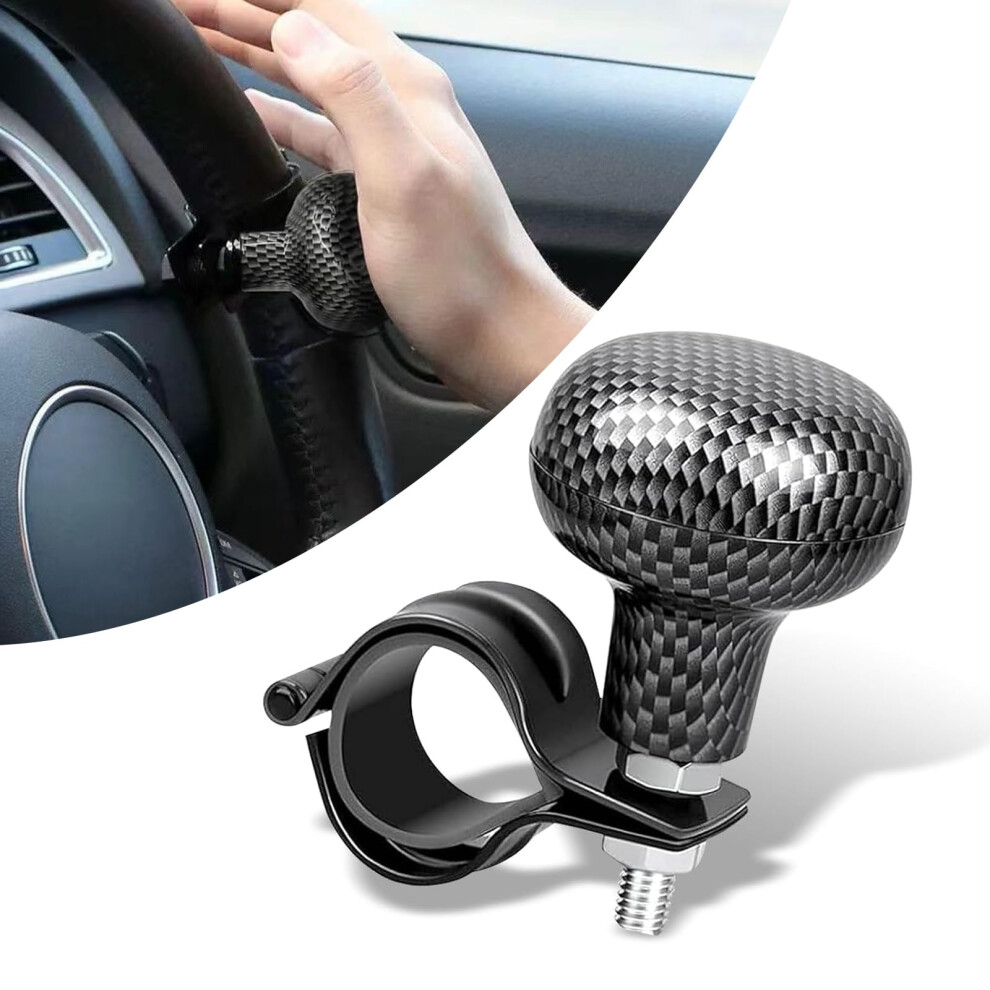 Steering Wheel Knob Carbon Fiber Spinner For Smooth Onehand Control Universal Cars Trucks Black 9426802802931