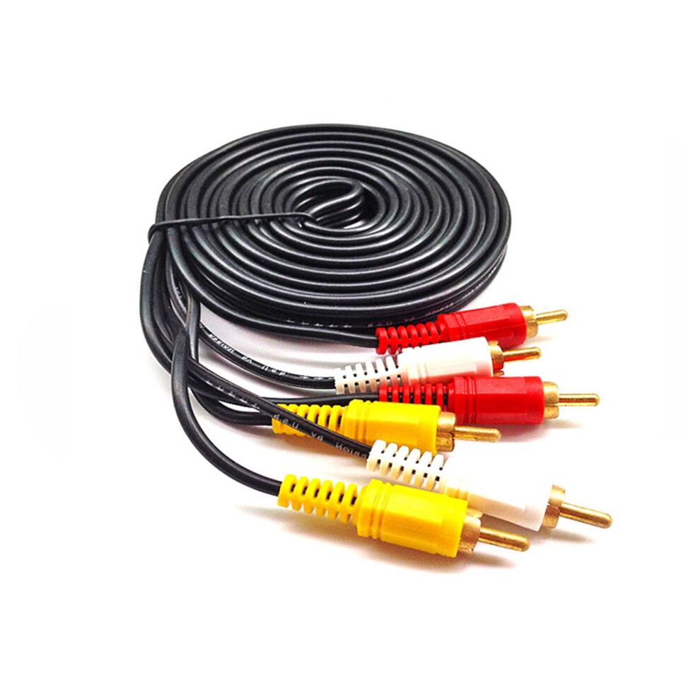 3Rca To 3Rca Composite Video And Audio Cable For Dvds Hdtv Plated Rca Connectors Gold 9001264908461
