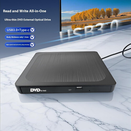 24X 8X USB 3.0 Type C External Drive Portable CD/DVD Disc Burner Reader for Windows and Mac Compatibility 1