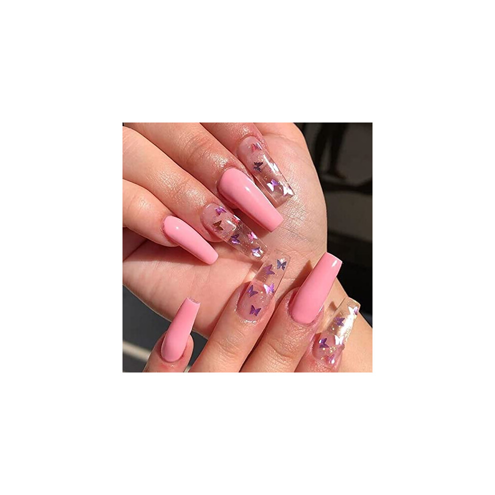 Salon-Quality Manicure: Gradient Nails Tips, Easy To Use French Press On Nails, Reusable Fake Nails For Women And Girls, 24Pcs Coffin False Nails In