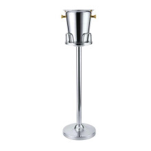 Stainless Steel Ice Bucket with Stand and Gold Handles, 5L Champagne Cooler for Parties and Weddings